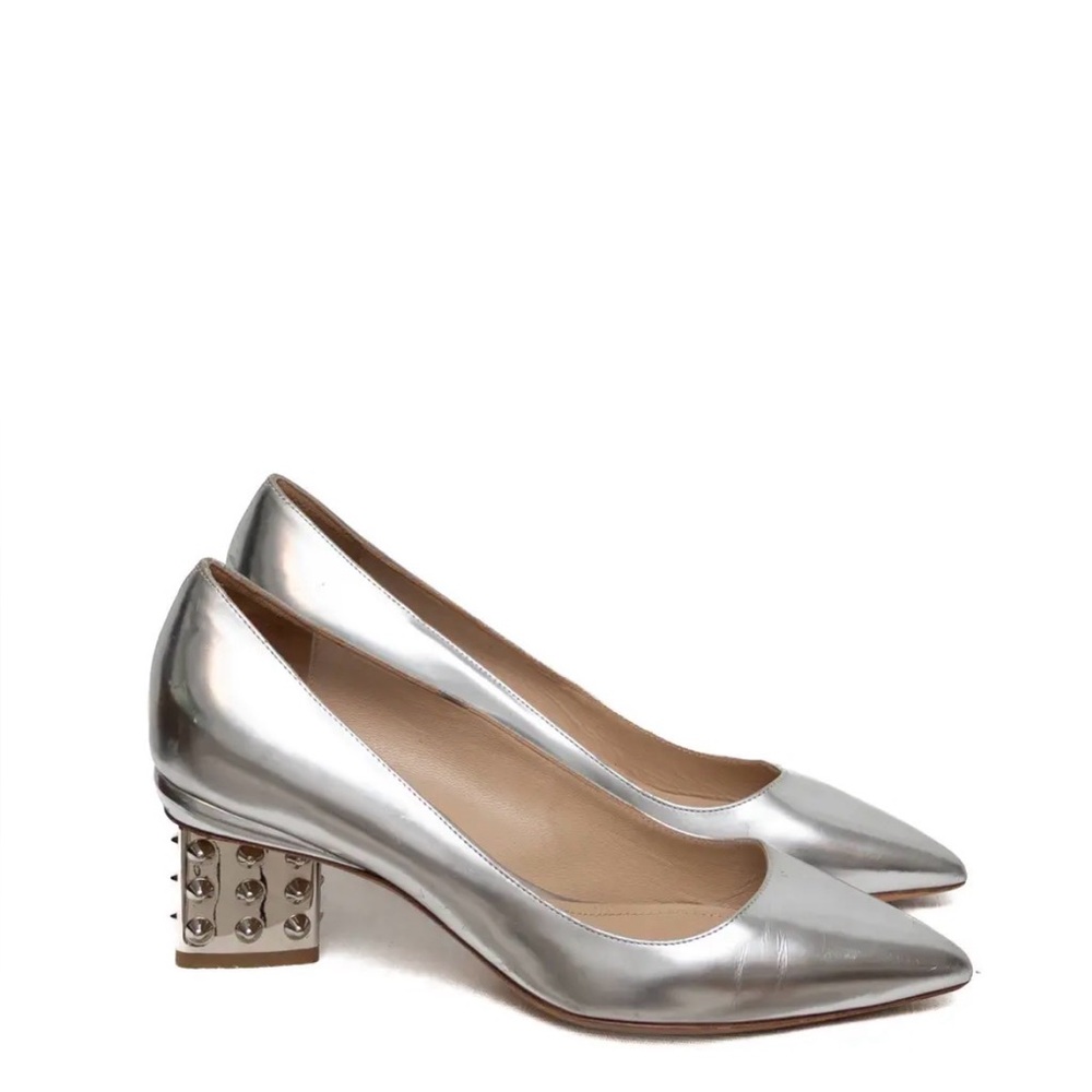 Nicholas Kirkwood Silver Studded Block Heel Pumps